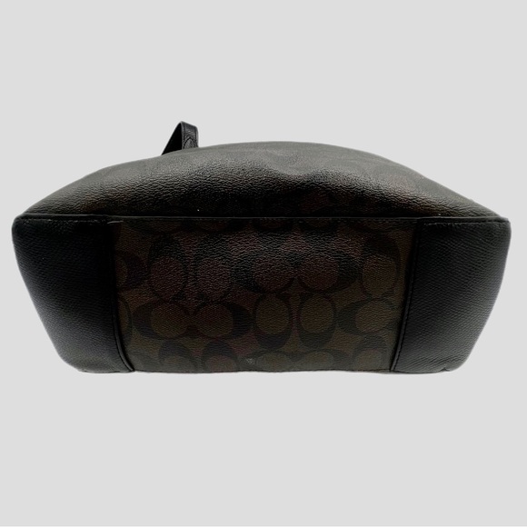 Coach Signature brown black Monogram Tote handbag shoulder bag Zip Top - Picture 6 of 7
